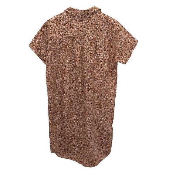 Tahari 100% Linen Shirt Dress Brown White Animal Print Breathable Women’s Medium - Picture 3 of 8